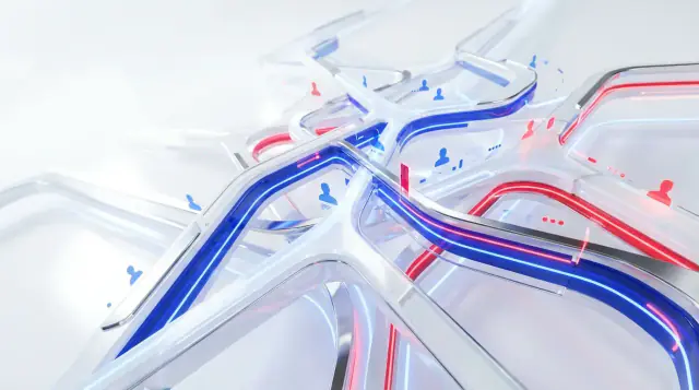 Abstract crowd with glowing cluster of very hot leads